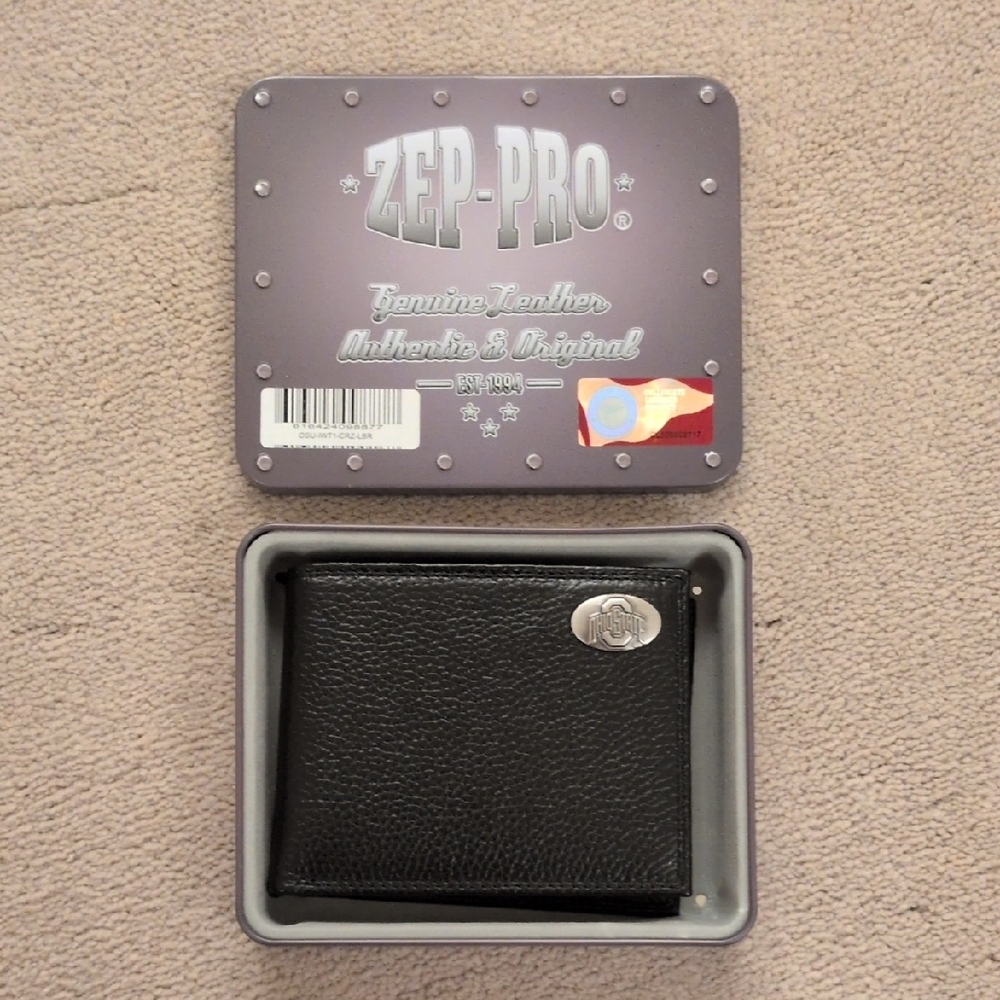 Ohio State Black Leather Bifold Wallet